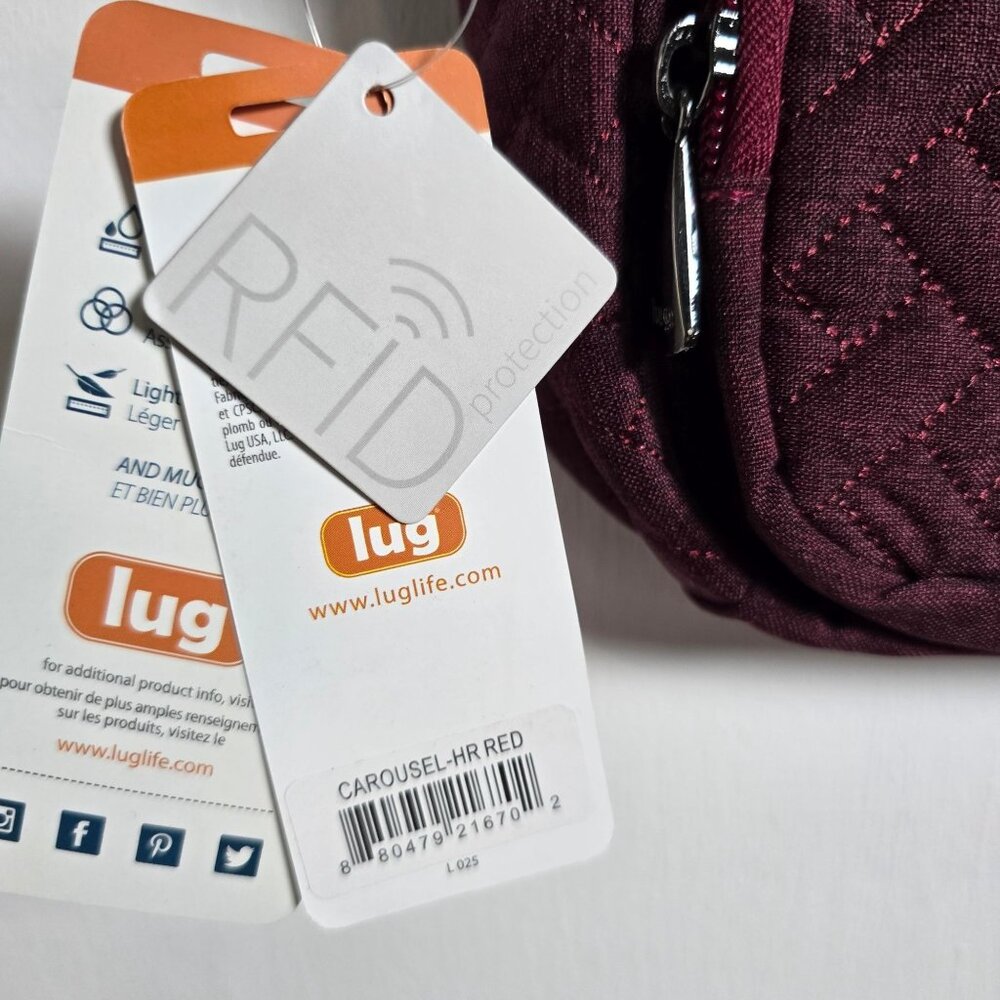 Lug Carousel RFID Small Crossbody Bag Quilted Lightweight Heart Red Adjustable S - Picture 5 of 7